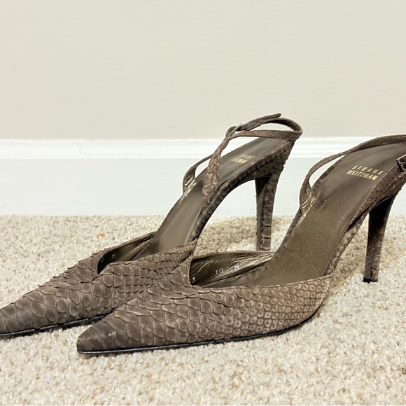 Stuart Weitzman Women's Taupe Slingback Heels - Picture 7 of 9